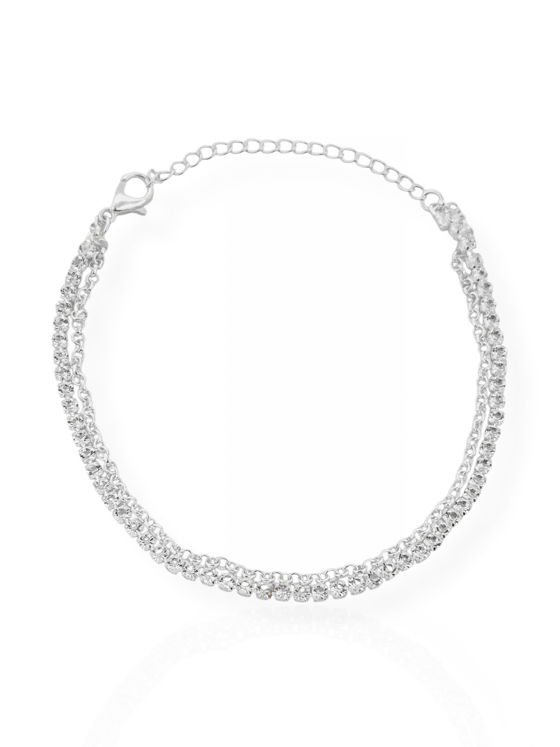 Pulseira Folheada a Prata 925 Duplo Cordão Cravejado