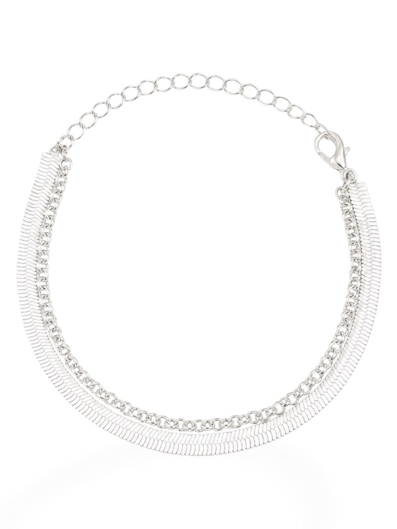 Pulseira Folheada a Prata 925 Duplo Fita Laminada