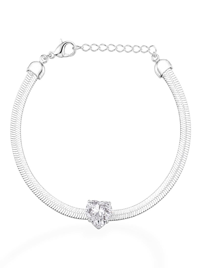 Pulseira Folheada a Prata 925 Duplo Fita Laminada Ponto de Luz
