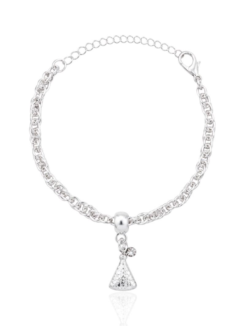 Pulseira Folheada a Prata 925 Elos e Pingente Nossa Senhora