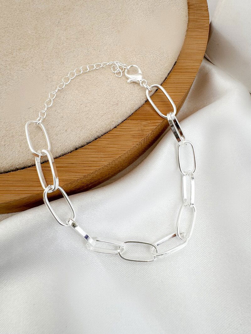Pulseira Folheada a Prata 925 Elos Lisos
