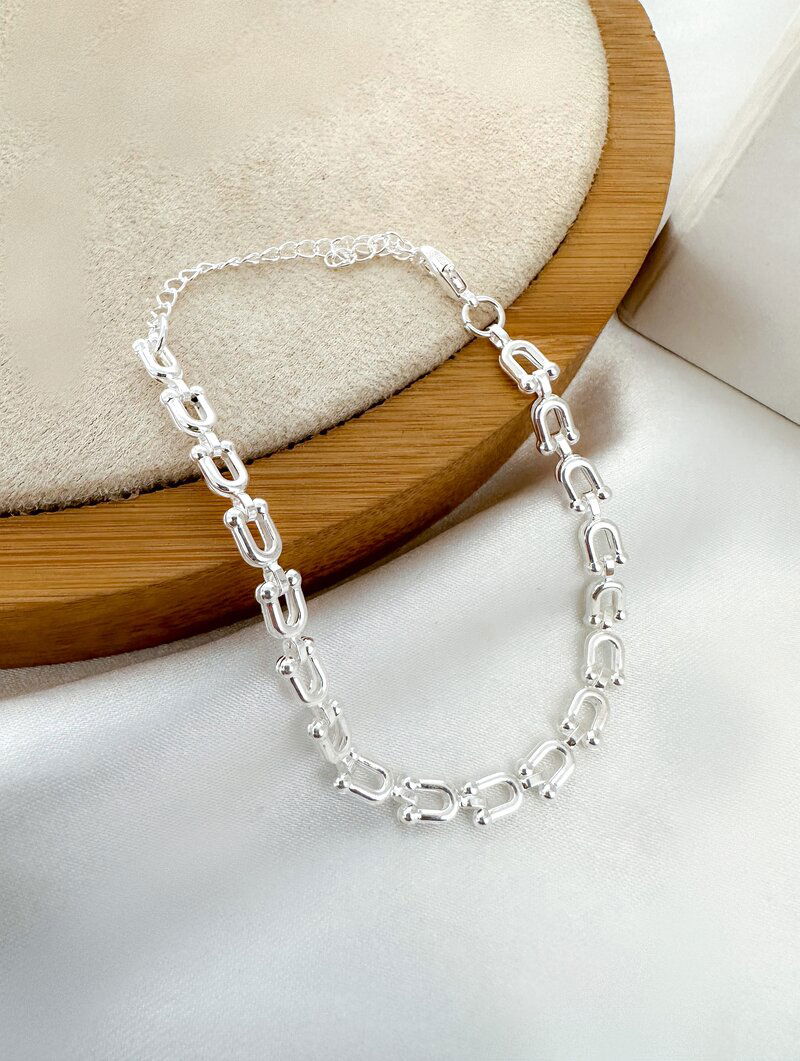 Pulseira Folheada a Prata 925 Elos Trabalhados
