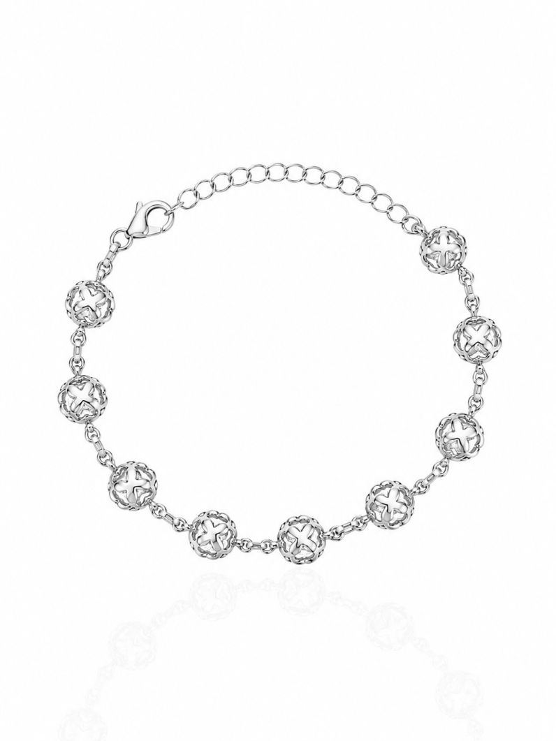 Pulseira Folheada a Prata 925 Flores Detalhadas