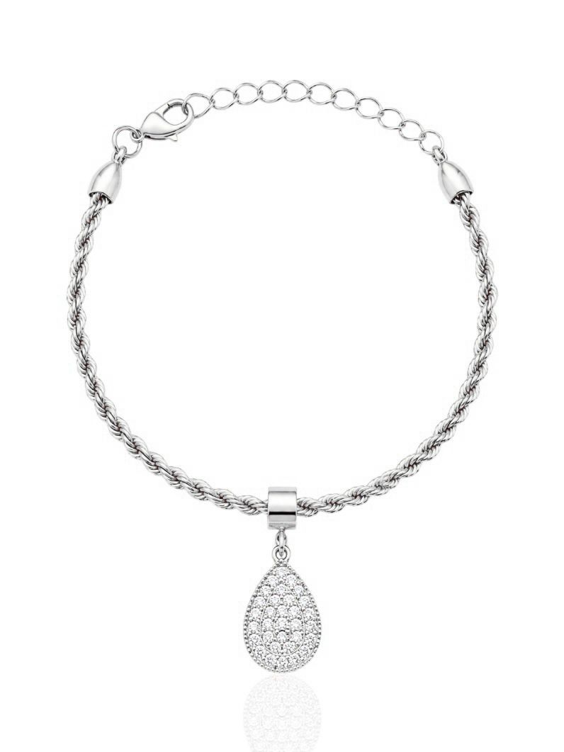 Pulseira Folheada a Prata 925 Gota Cravejada