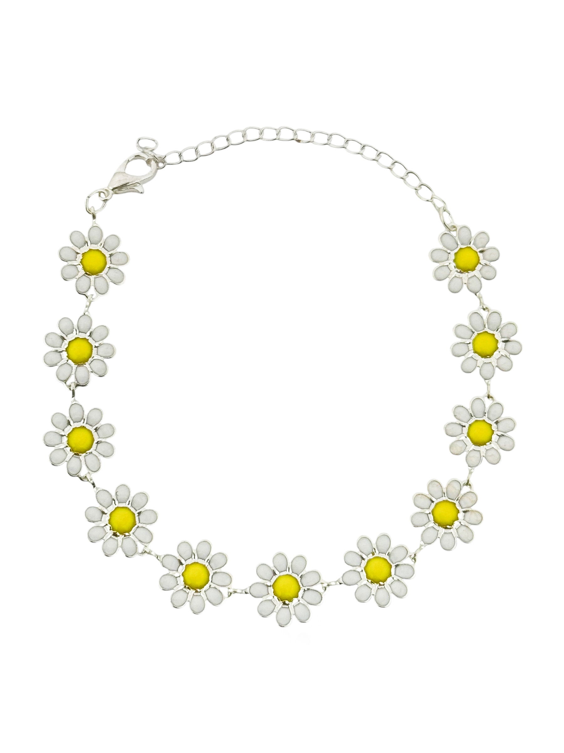 Pulseira Folheada a Prata 925 Margarida Resinada