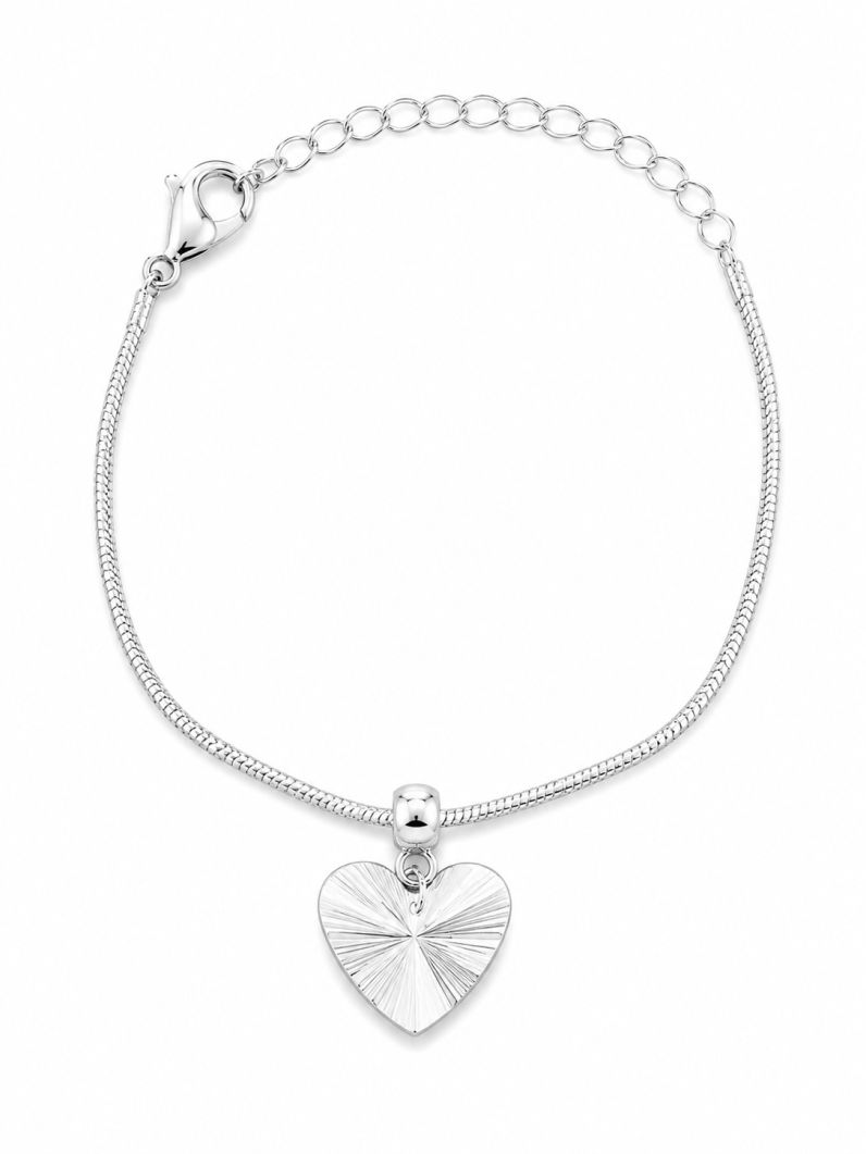 Pulseira Folheada a Prata 925 Pingente Coração Texturizado