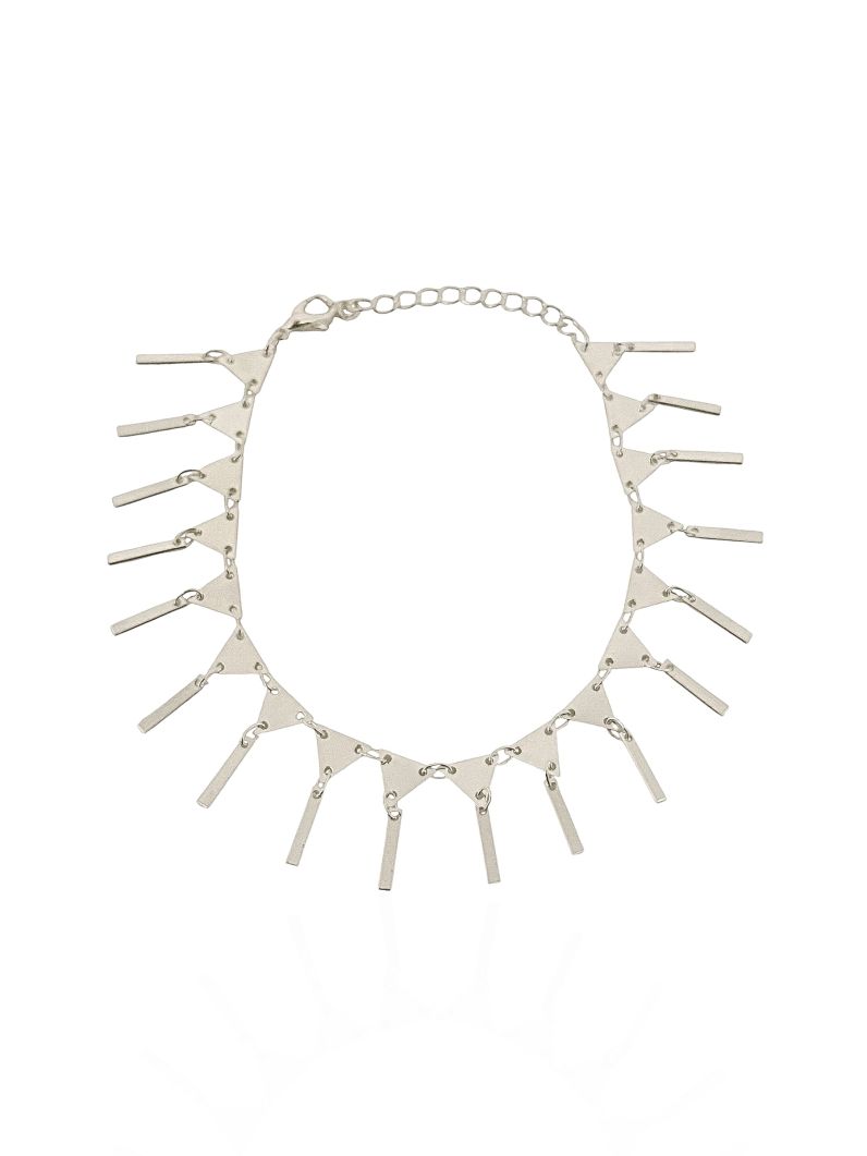 Pulseira Folheada a Prata 925 Triangulos e Placas Lisas