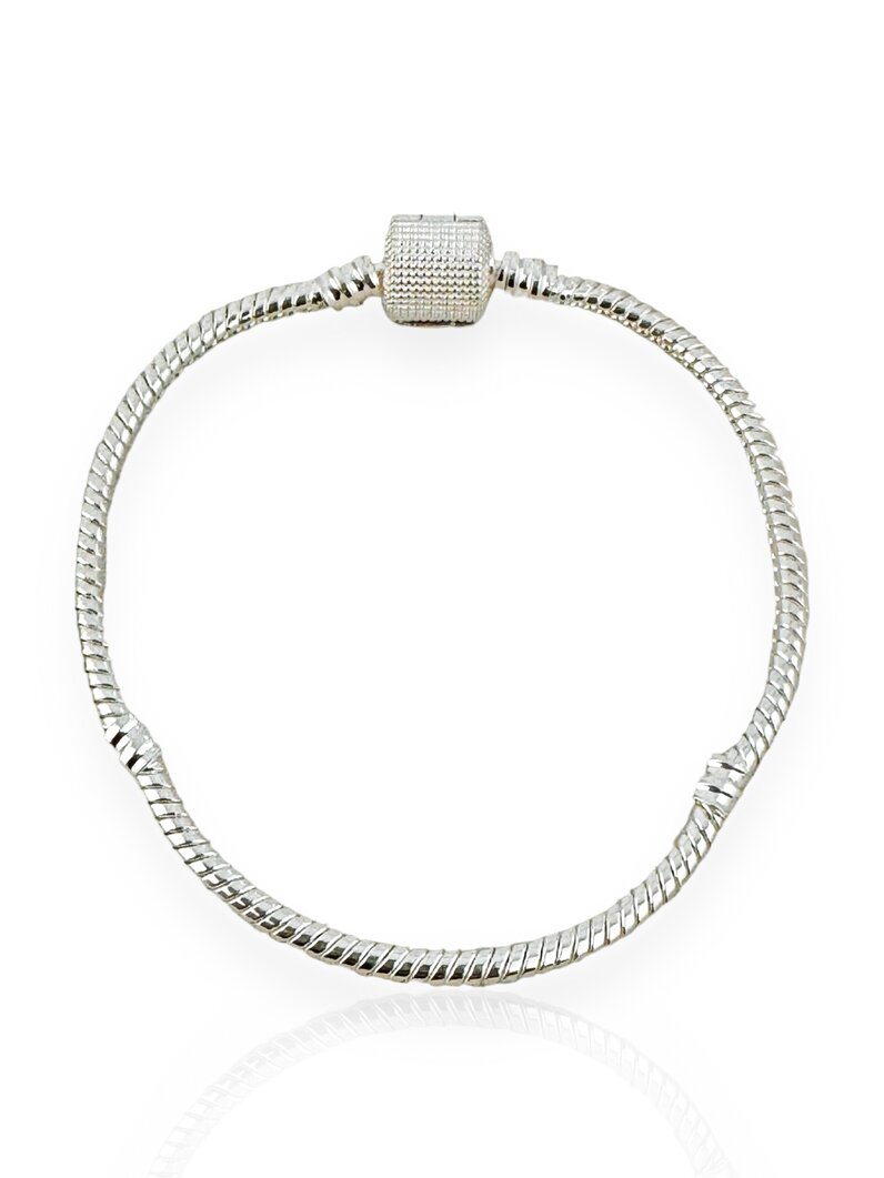 Pulseira Folheada a Prata para Berloques Fecho Click Escovado