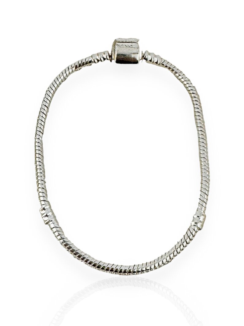 Pulseira Folheada a Prata para Berloques Fecho Click Liso