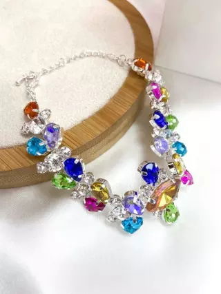 Pulseira folheada com detalhe de pedraria