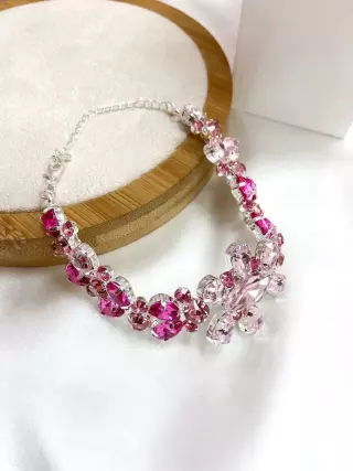 Pulseira folheada com detalhe de pedraria