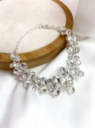 Pulseira folheada com detalhe de pedraria