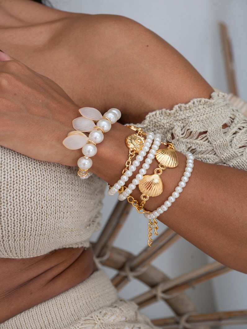 Pulseira Folheado a Ouro 18k Com Conchas