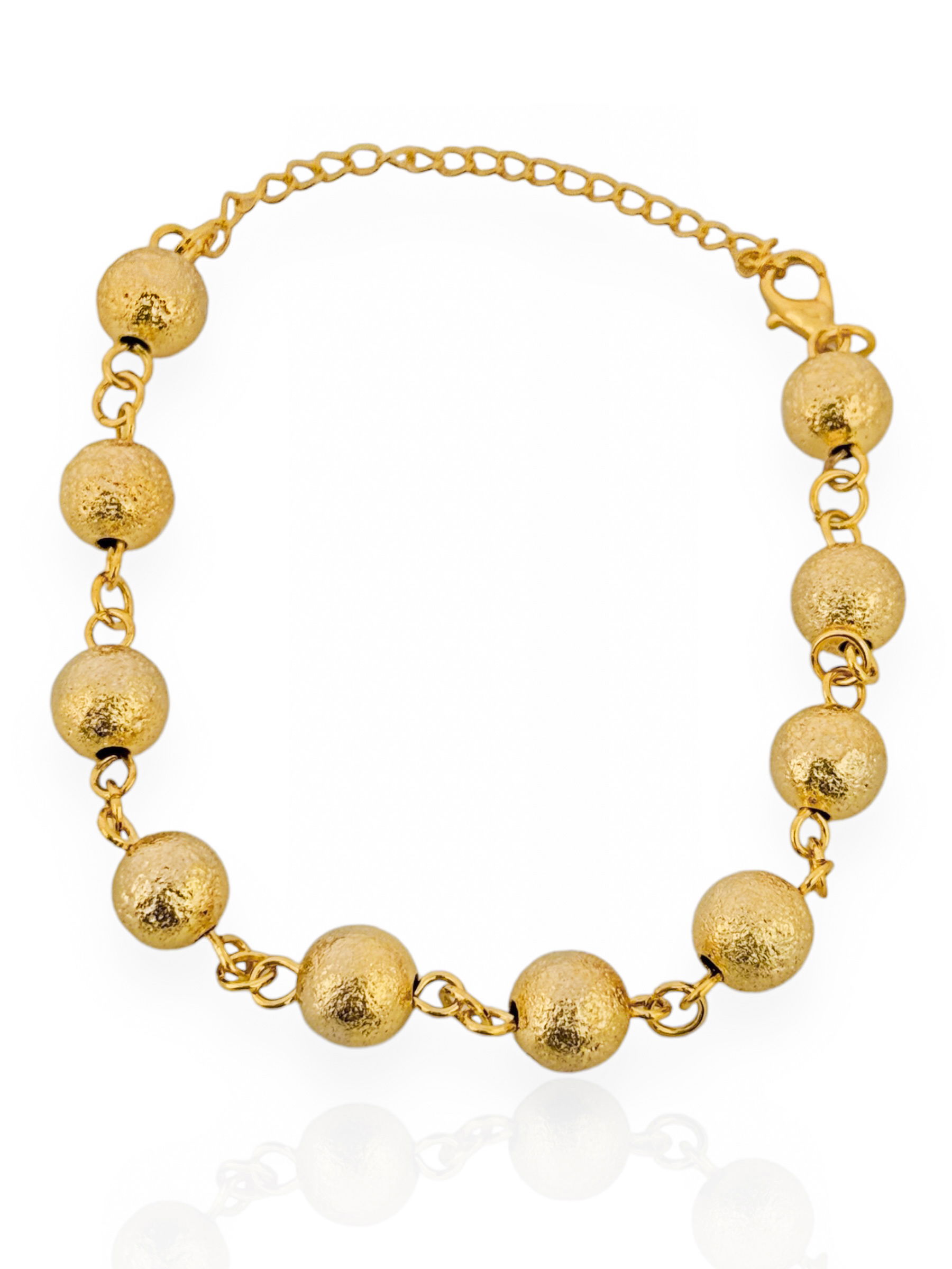 Pulseira Folheado a Ouro 18k Com Esferas Texturizadas