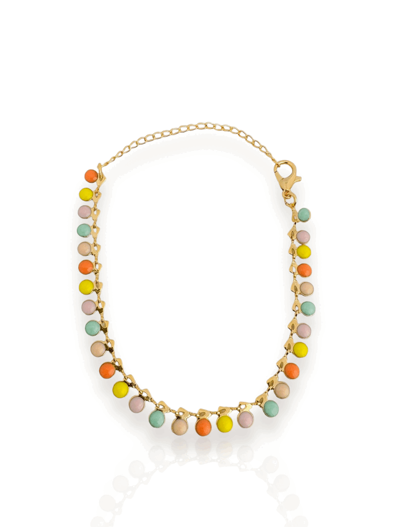 Pulseira folheado a ouro 18k Com resinados Coloridos