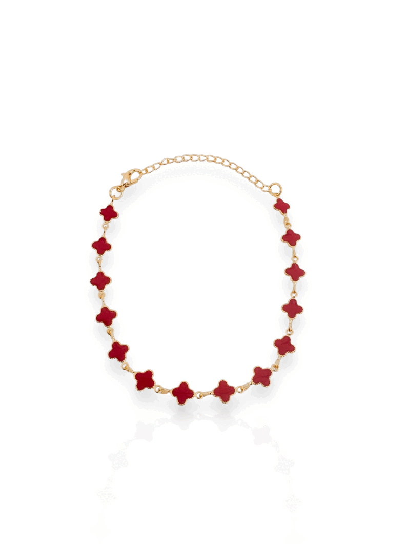 Pulseira Folheado a Ouro 18K Com Trevos Resinados