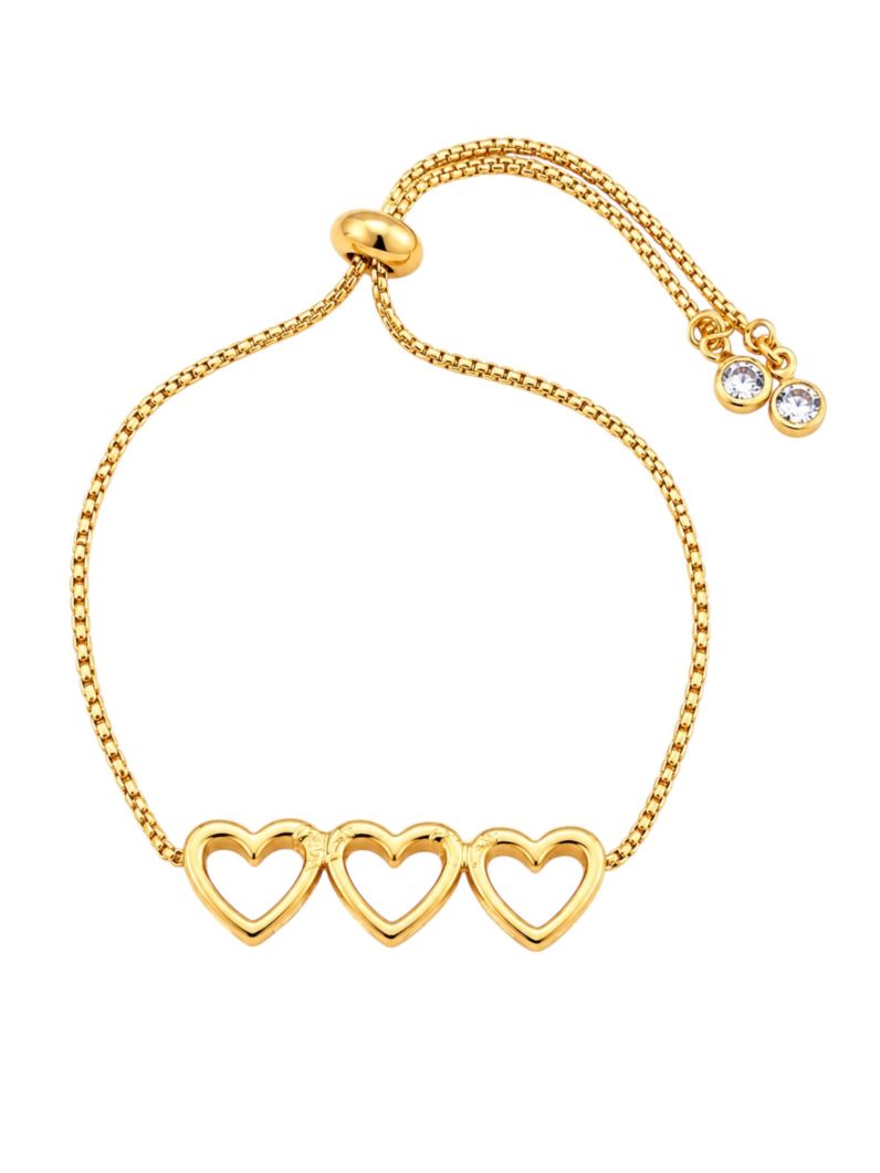Pulseira Folheado a Ouro 18k Corações Vazado