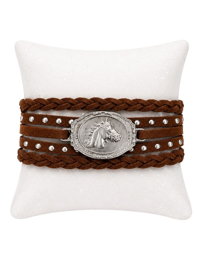 Pulseira Folheado a Ouro 18k Courinho Design Cavalo Detalhado