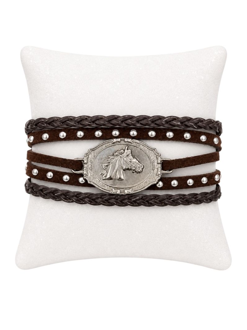 Pulseira Folheado a Ouro 18k Courinho Design Cavalo Detalhado