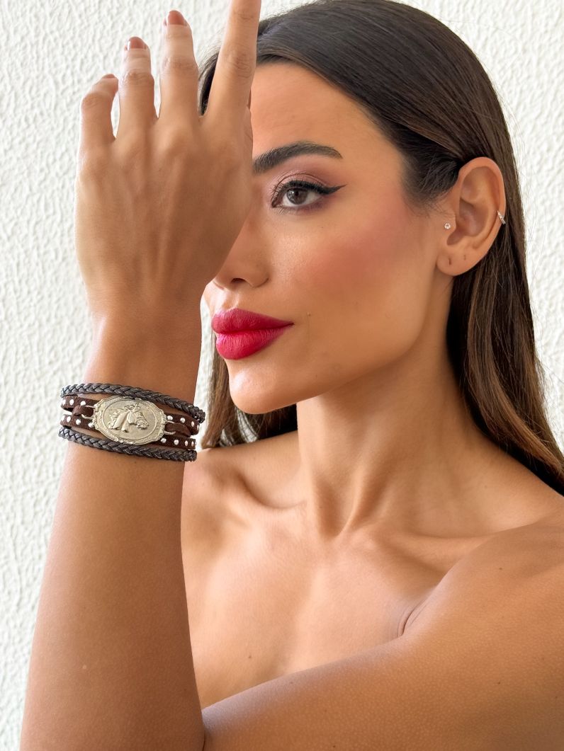 Pulseira Folheado a Ouro 18k Courinho Design Cavalo Detalhado