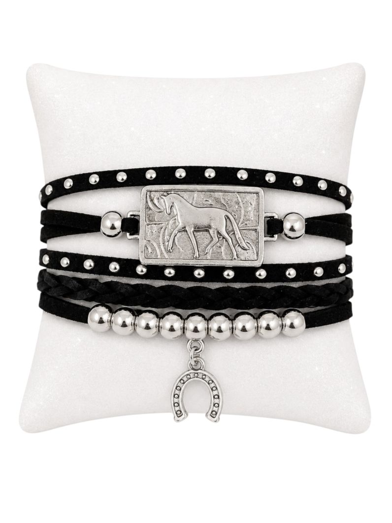 Pulseira Folheado a Ouro 18k Courinho Medalha Horse
