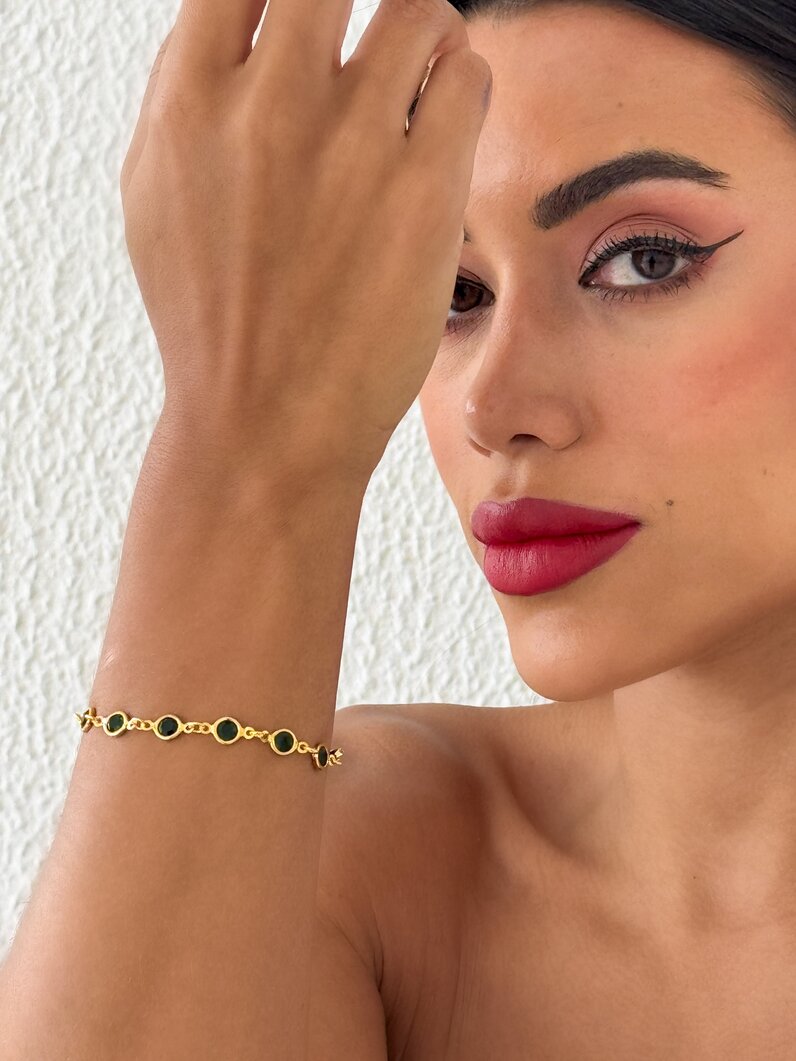 Pulseira Folheado a Ouro 18k Cristais