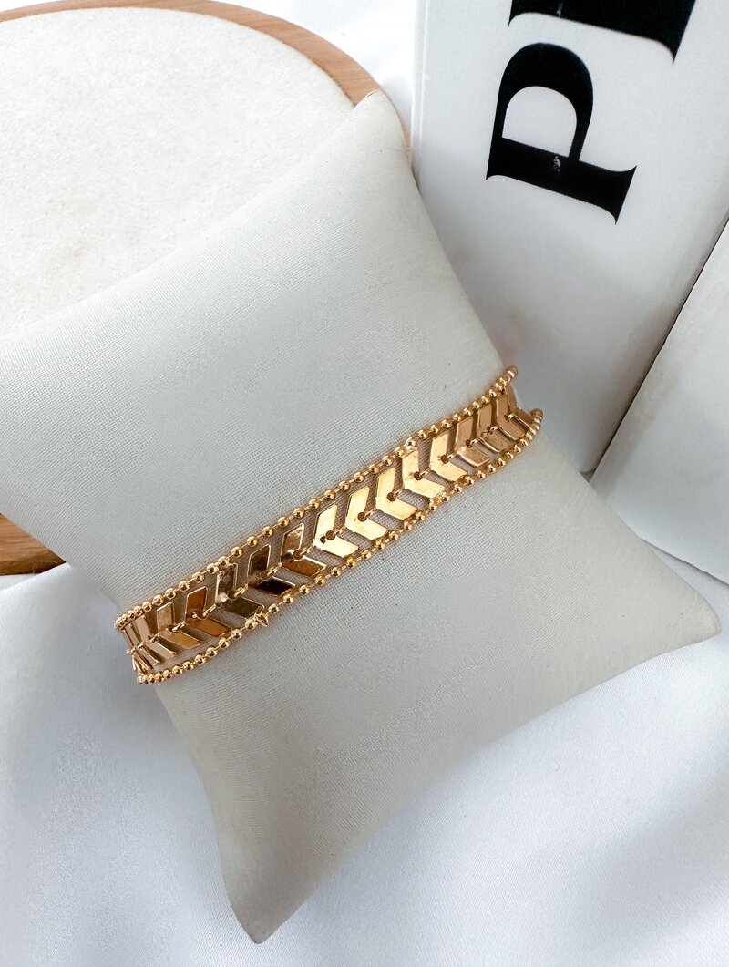 Pulseira Folheado a Ouro 18K Dois Fios com Escamas