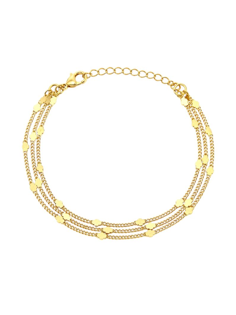 Pulseira Folheado a Ouro 18k Triplo Com Mini Corações