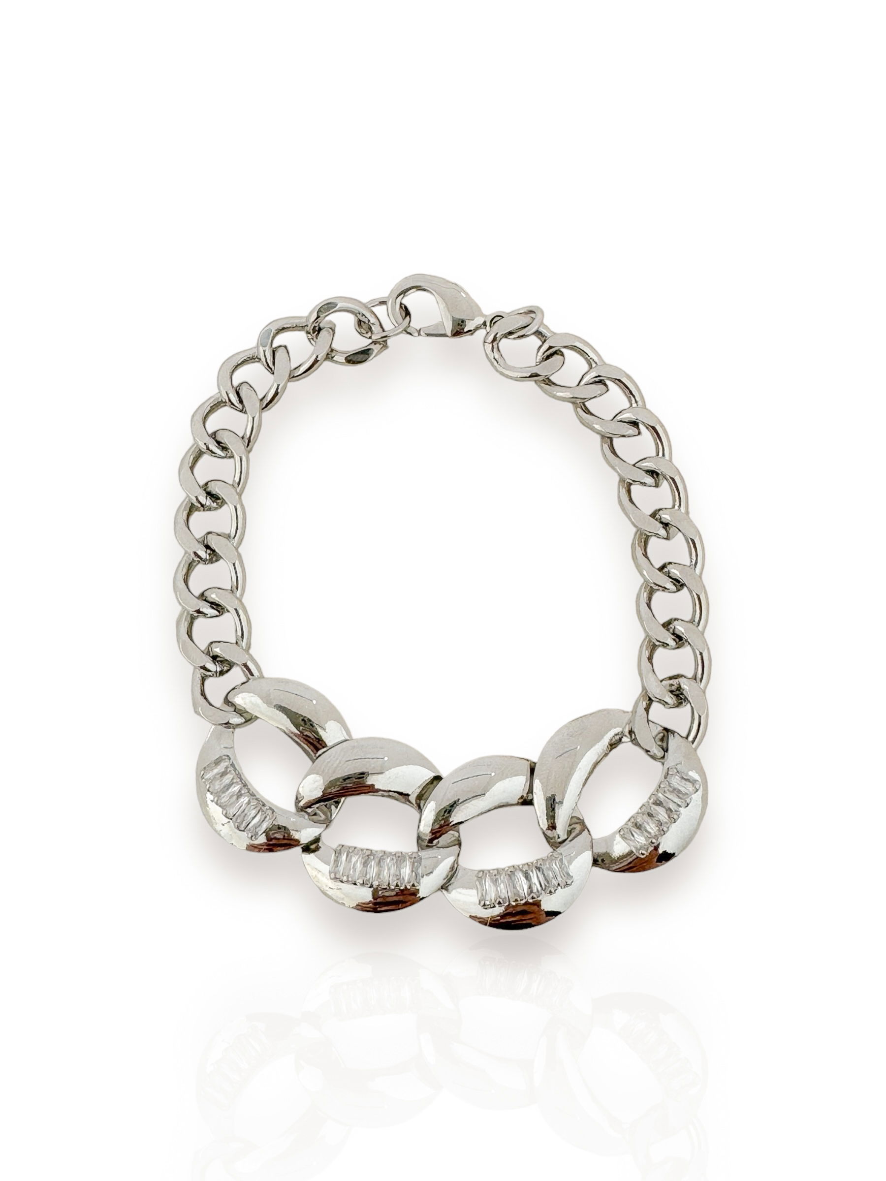 Pulseira folheado a Prata, Corrente Com Navete