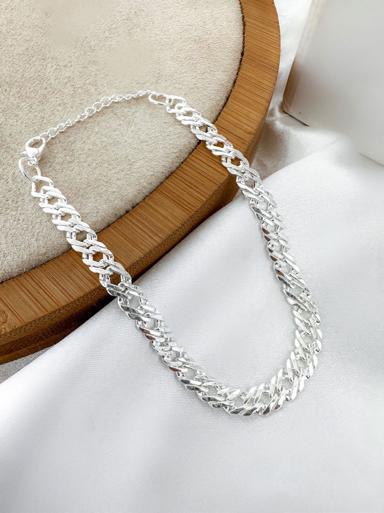 Pulseira folheado a ouro 18k e prata 925 elos entrelaçados