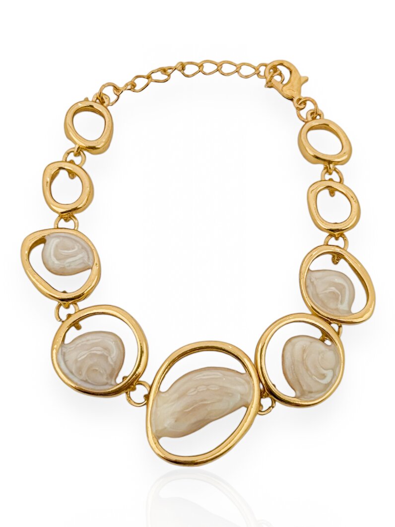 Pulseira Folheado a Ouro 18k e Prata 925 Elos G com Resina