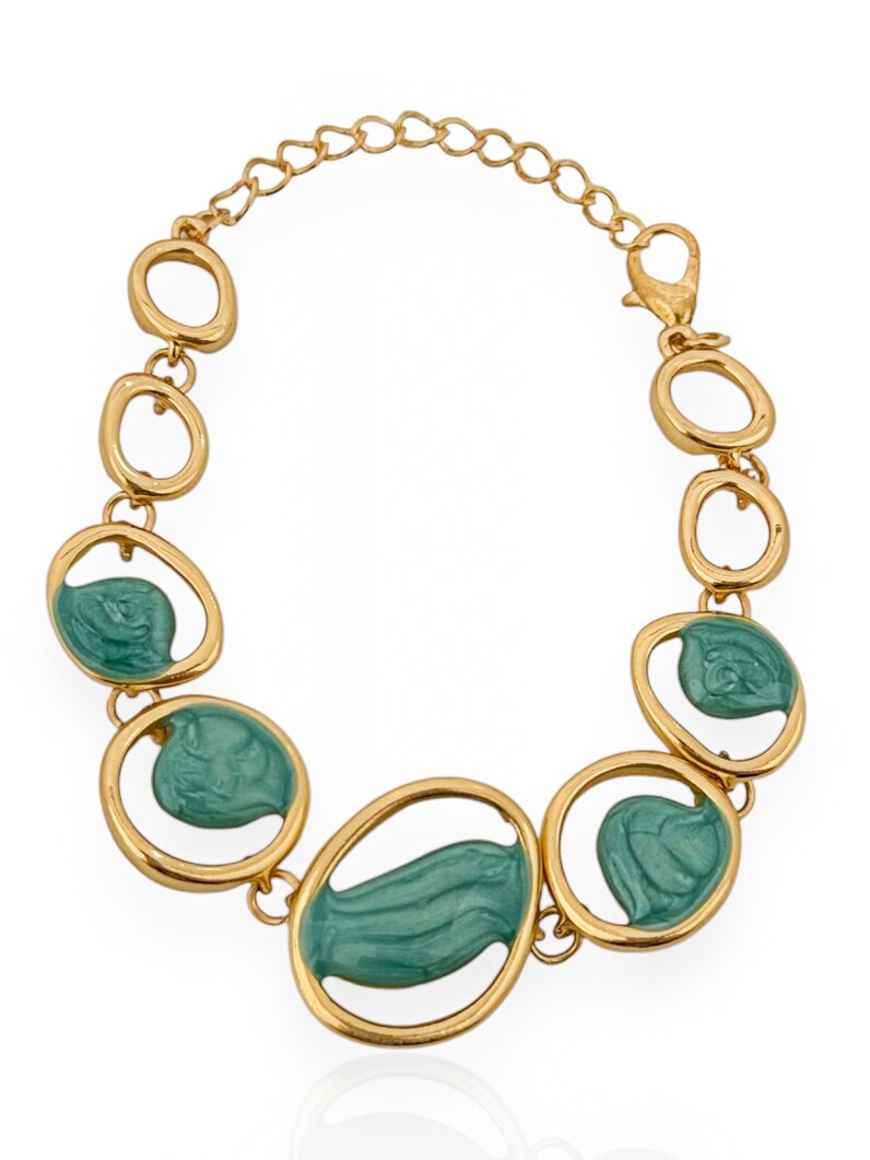 Pulseira Folheado a Ouro 18k e Prata 925 Elos G com Resina