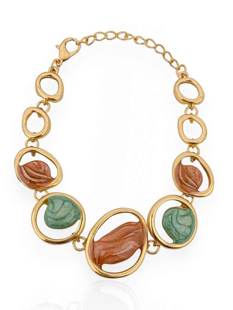 Pulseira Folheado a Ouro 18k e Prata 925 Elos G com Resina