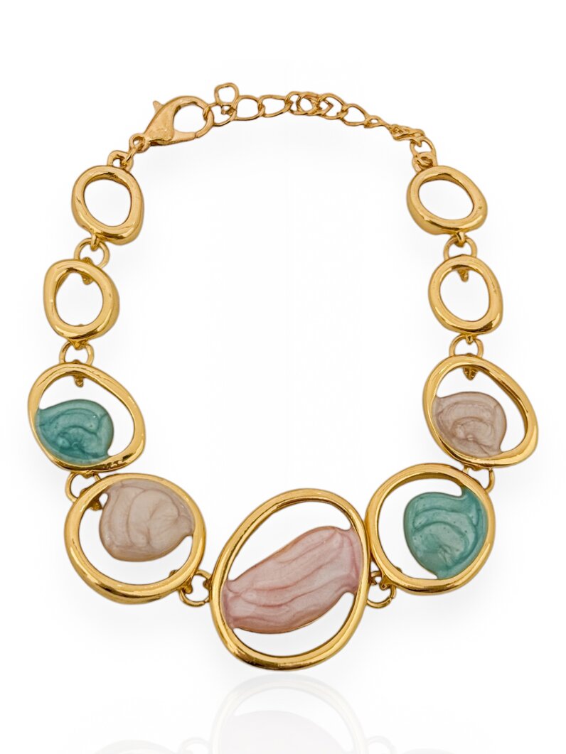 Pulseira Folheado a Ouro 18k e Prata 925 Elos G com Resina