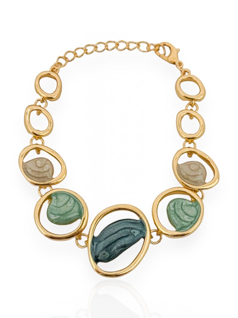 Pulseira Folheado a Ouro 18k e Prata 925 Elos G com Resina