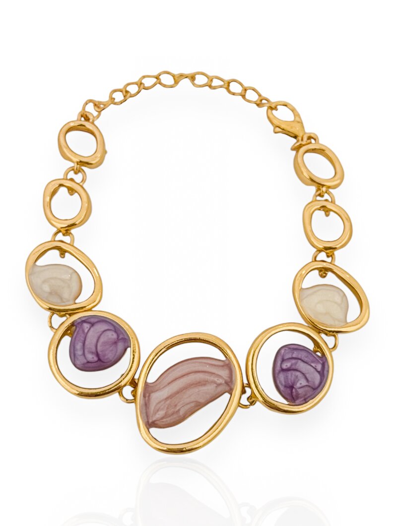 Pulseira Folheado a Ouro 18k e Prata 925 Elos G com Resina