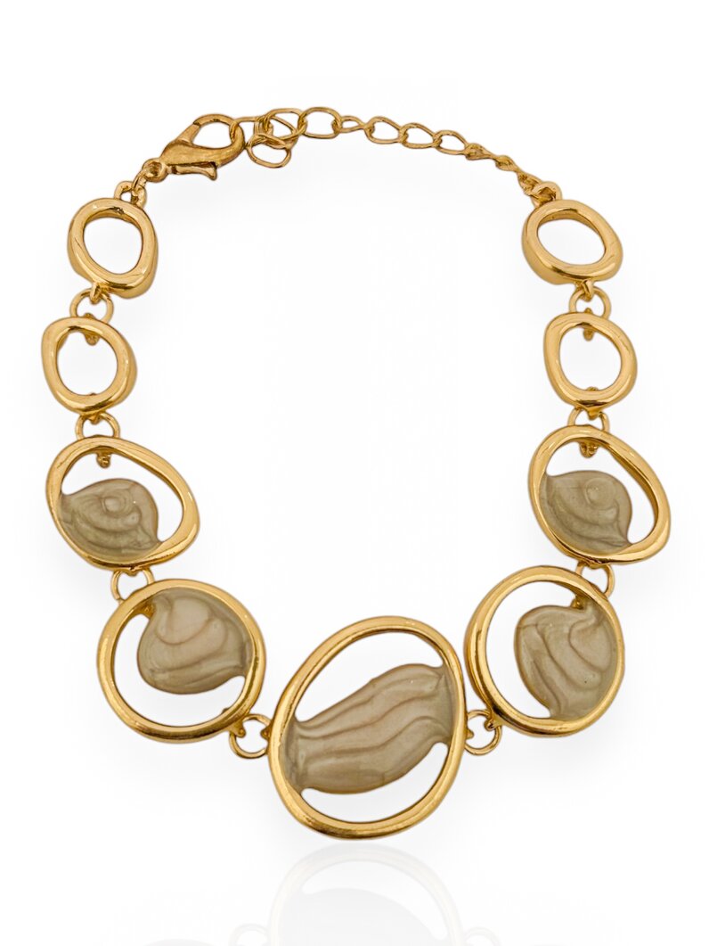 Pulseira Folheado a Ouro 18k e Prata 925 Elos G com Resina