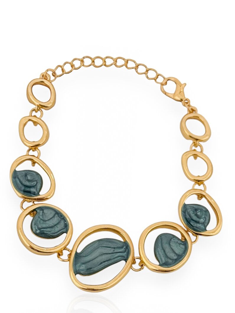 Pulseira Folheado a Ouro 18k e Prata 925 Elos G com Resina