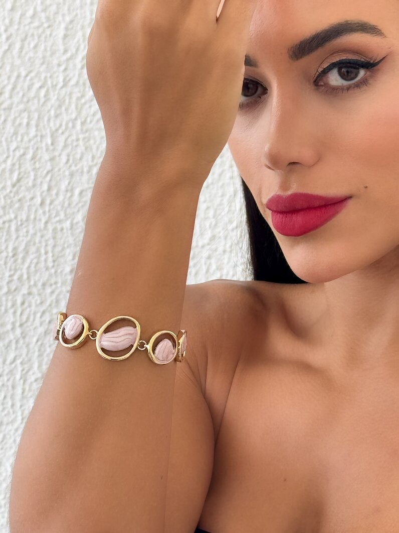 Pulseira Folheado a Ouro 18k e Prata 925 Elos G com Resina
