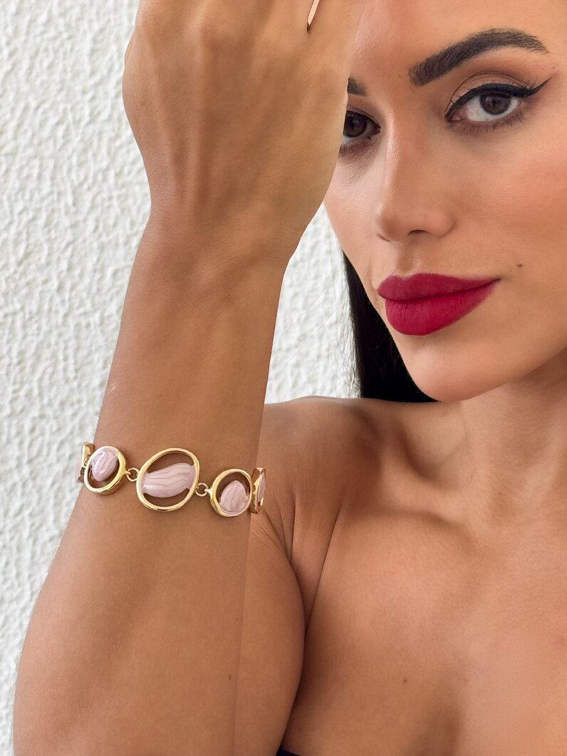 Pulseira Folheado a Ouro 18k e Prata 925 Elos G com Resina