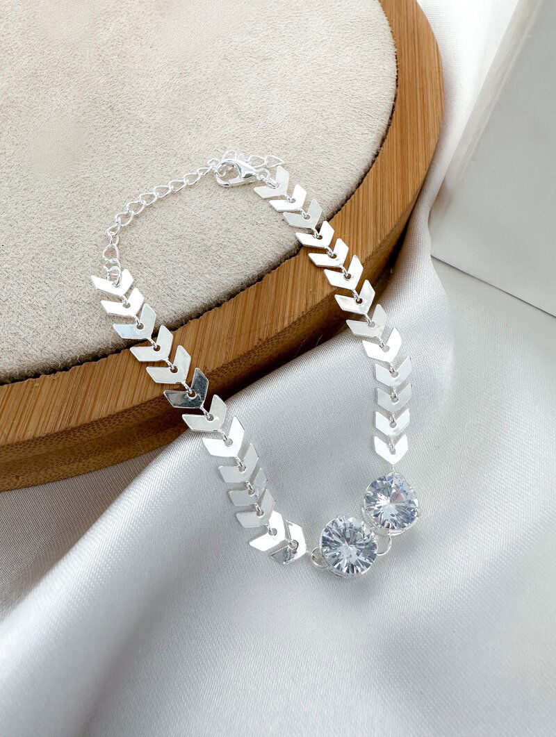 Pulseira Folheado a Ouro 18k e Prata 925 Escamas com Duas Zircônias