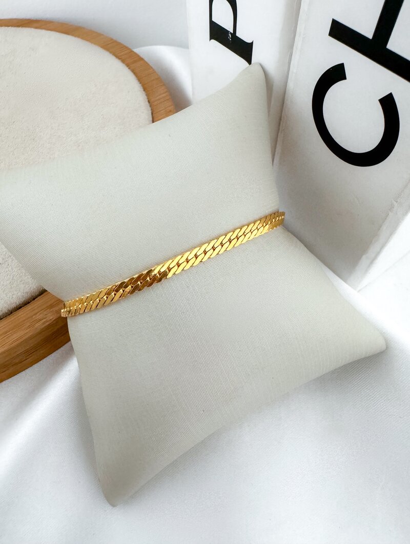 Pulseira Folheado a Ouro 18k e Prata 925 Fita Laminada Trabalhada