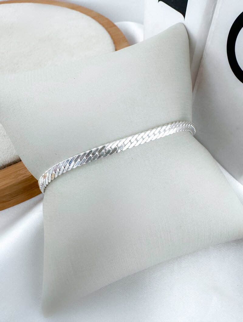 Pulseira Folheado a Ouro 18k e Prata 925 Fita Laminada Trabalhada