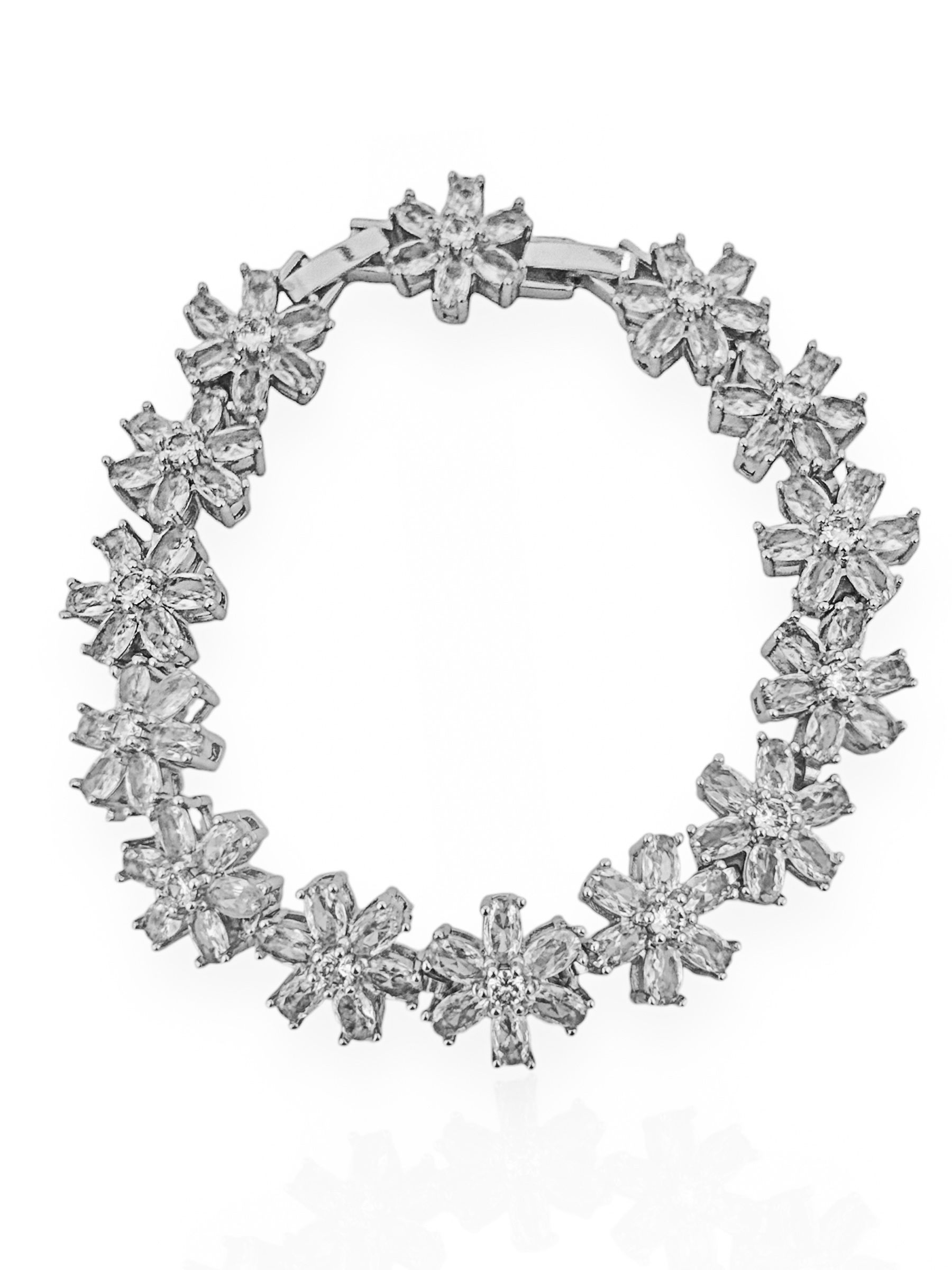 Pulseira Folheado a Prata 925 Flor Com Navete