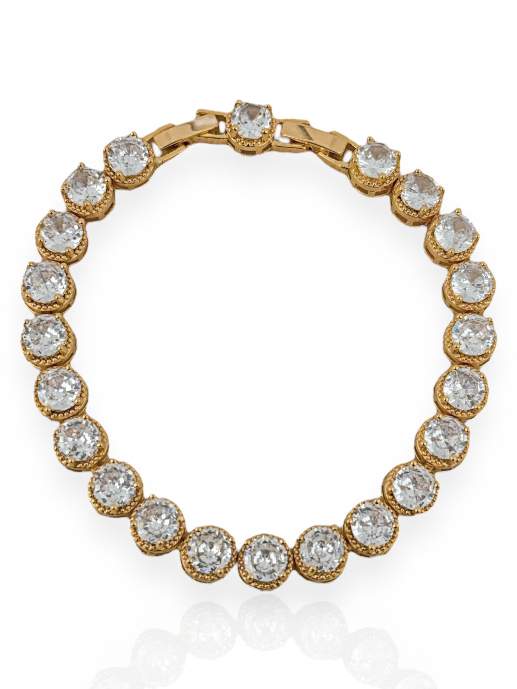 Pulseira Folheado a Ouro 18k e Prata 925 Pontos de Luz com Borda Cravejadas