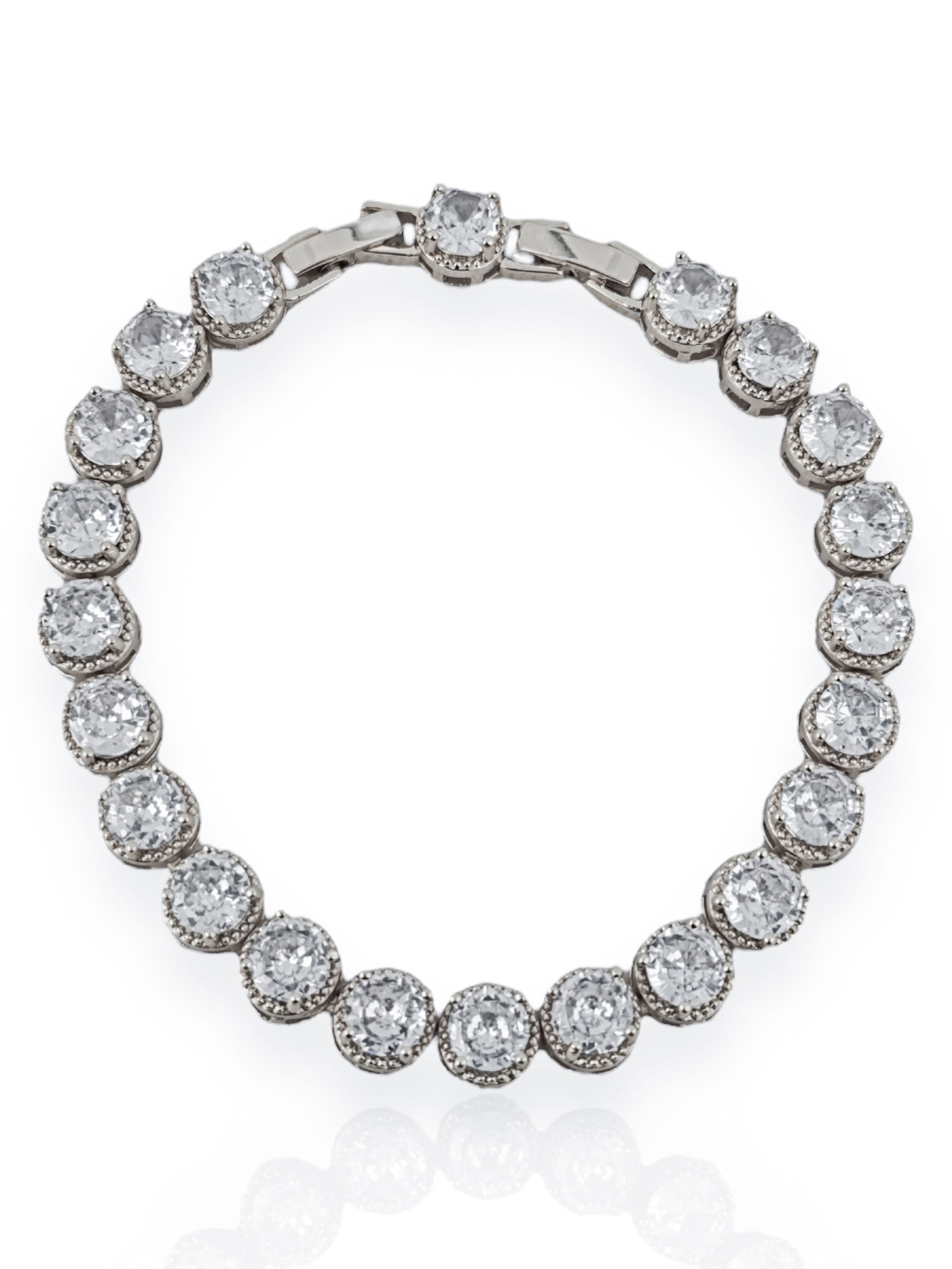 Pulseira Folheado a Ouro 18k e Prata 925 Pontos de Luz com Borda Cravejadas