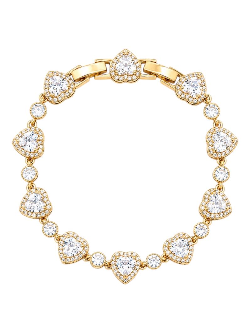 Pulseira Folheado a Ouro 18k e Prata Coração Cristal Colorido