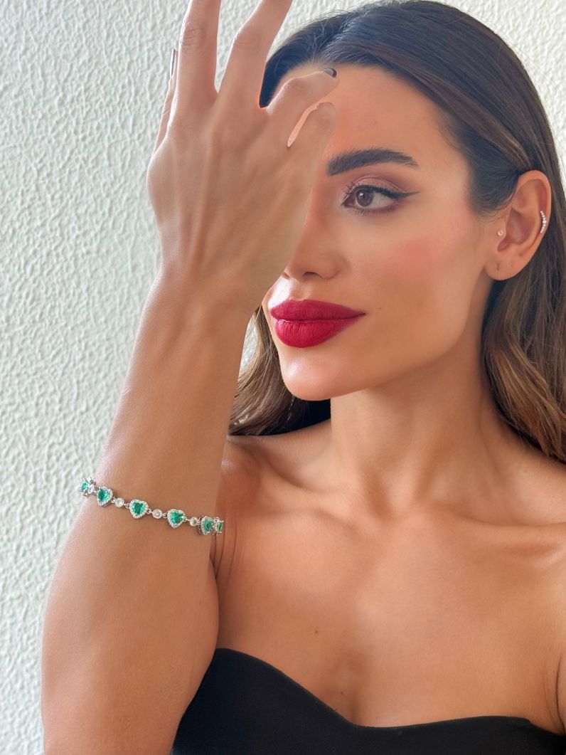 Pulseira Folheado a Ouro 18k e Prata Coração Cristal Colorido