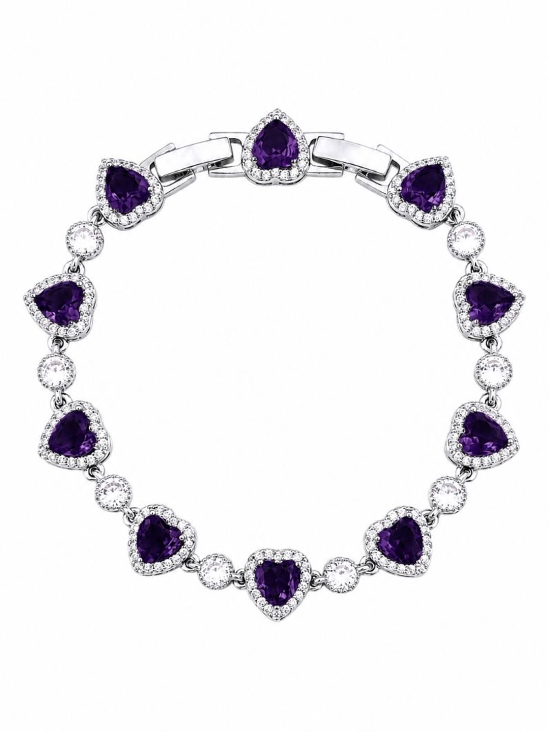Pulseira Folheado a Ouro 18k e Prata Coração Cristal Colorido