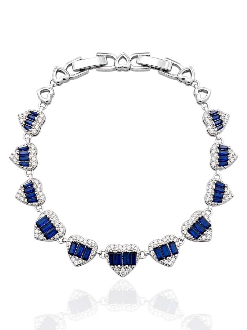 Pulseira Folheado a Ouro 18k e Prata Coração Microzirconia e Com Navetes Coloridos